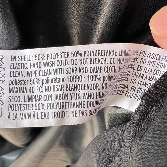 VEGAN LEATHER BABYDOLL MINI DRESS WITH POCKETS SIZE MEDIUM BLACK - Picture 10 of 11